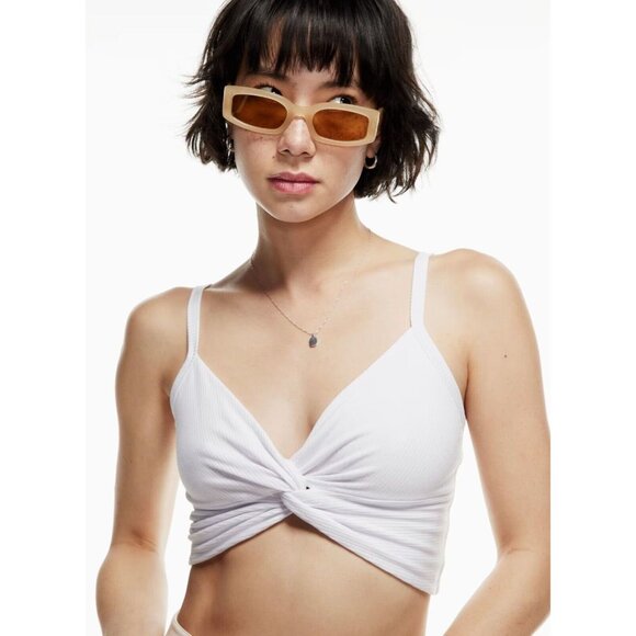 Aritzia WILFRED Bay Pale Lilac Ribbed Twist Front Cropped Tank Top, Size S - Picture 7 of 10